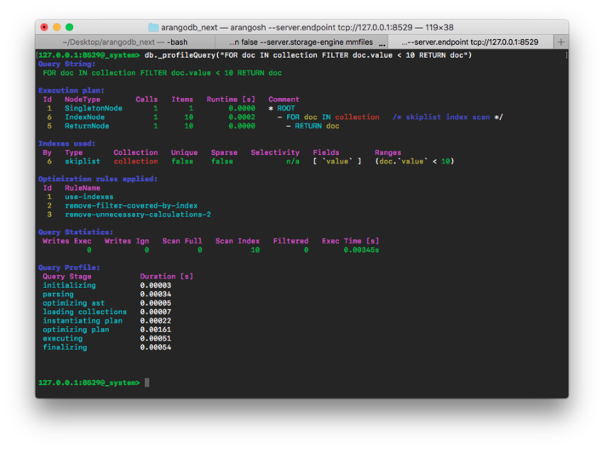 ArangoDB Query profile for AQL