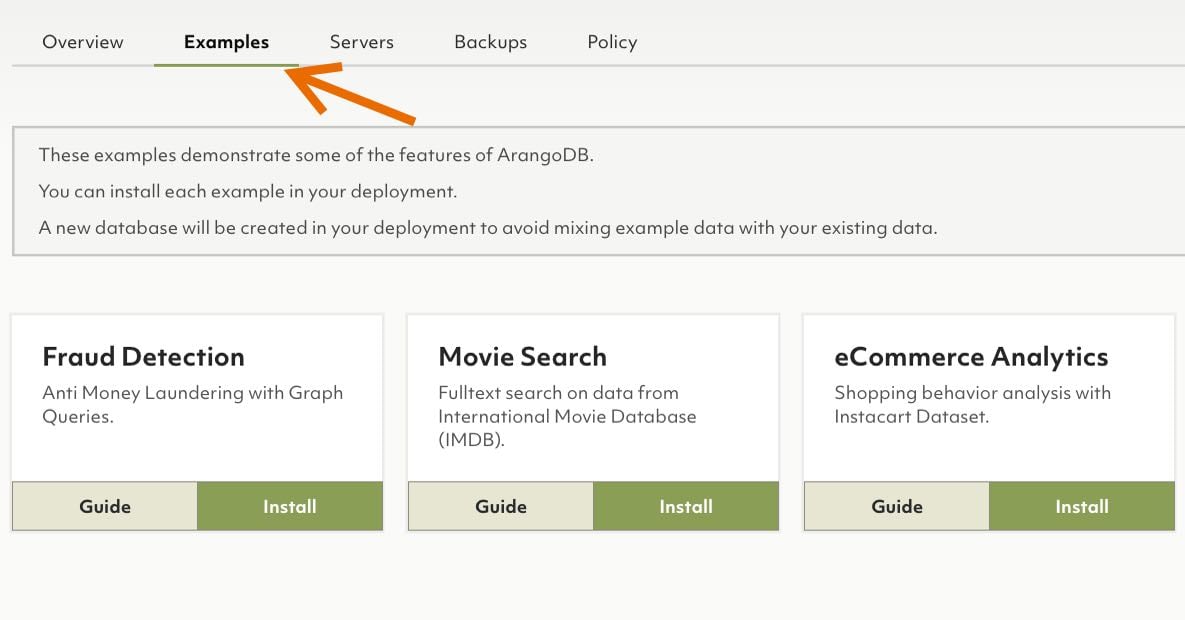 Example-Tab-ArangoDb-Oasis-Deployment-Page